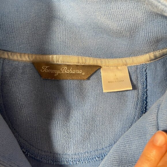 Tommy Bahama Quarter Zip Pullover Sweatshirt in Baby Blue - Size Small (4/6) - Picture 4 of 12